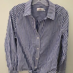 NWOT Vineyard Vines Denim Blue/White Striped Long Sleeve Shirt